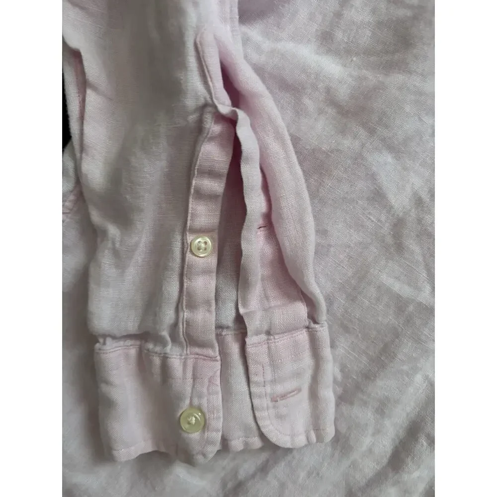 Rare Find Polo Ralph Lauren Blake Shirt 100% Linen Pink Button Down Mens Sz L